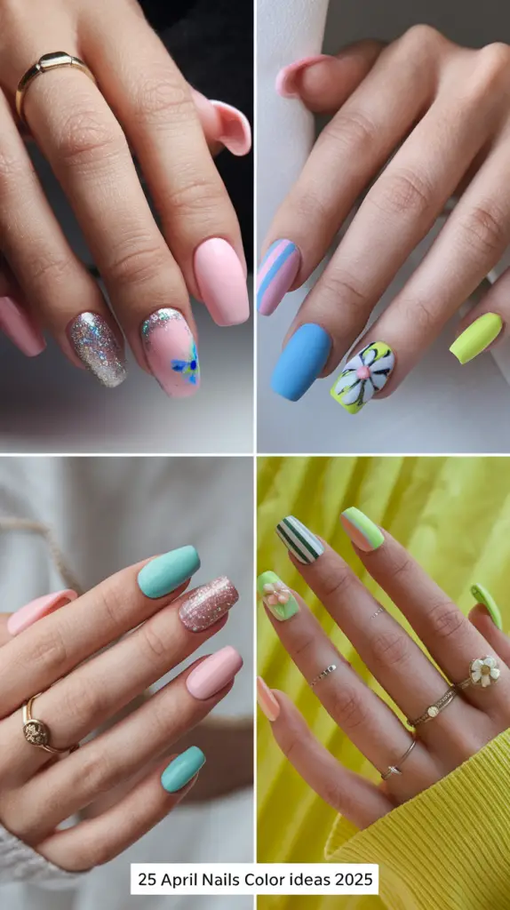April Nails Color Ideas 2025 – Solid, Pastel, Ombre, and Bright Gel ...