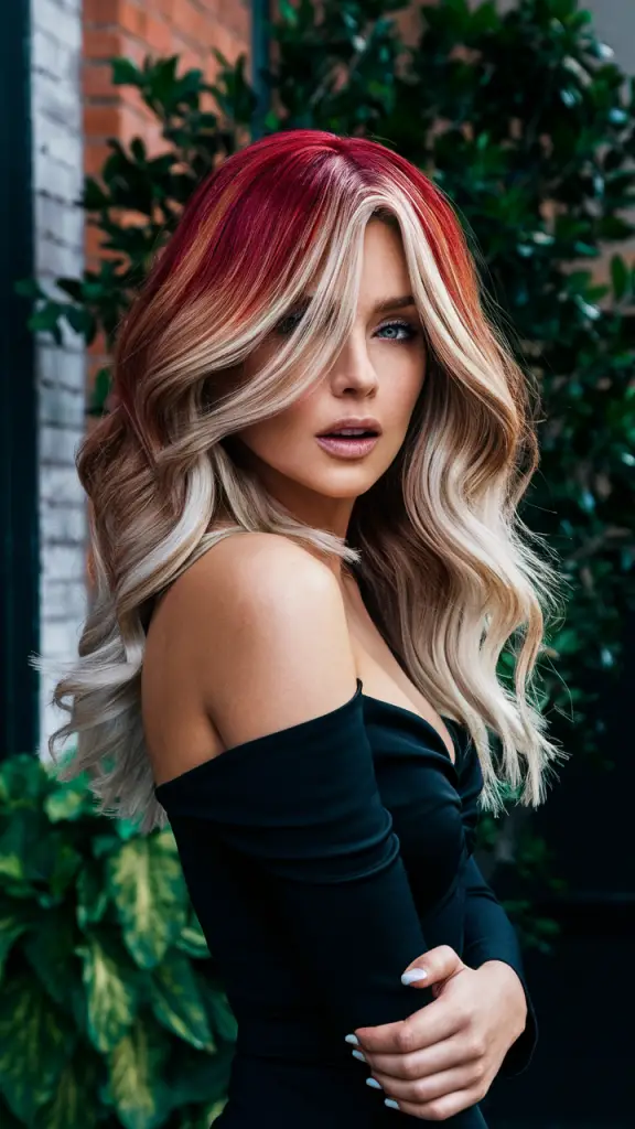 27 Stunning Red and Blonde Hair Color Ideas: Peekaboo, Ombre, Curly ...